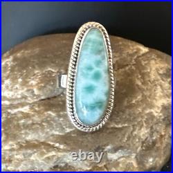 Womens Blue Larimar Navajo Sterling Silver Ring Size 7 17654