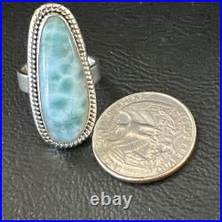 Womens Blue Larimar Navajo Sterling Silver Ring Size 7 17654