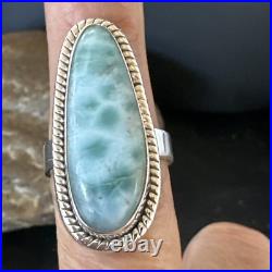 Womens Blue Larimar Navajo Sterling Silver Ring Size 7 17654