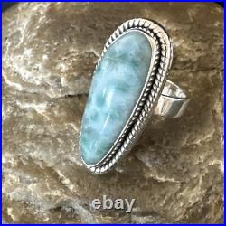 Womens Blue Larimar Navajo Sterling Silver Ring Size 7 17654
