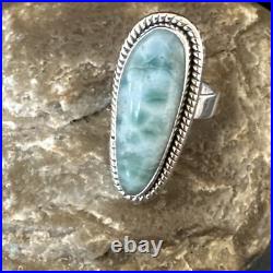 Womens Blue Larimar Navajo Sterling Silver Ring Size 7 17654