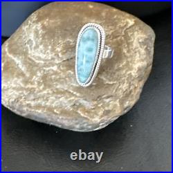 Womens Blue Larimar Navajo Sterling Silver Ring Size 7 17654