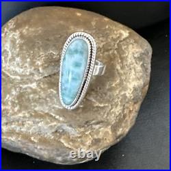 Womens Blue Larimar Navajo Sterling Silver Ring Size 7 17654