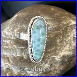Womens Blue Larimar Navajo Sterling Silver Ring Size 7 17654