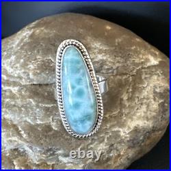 Womens Blue Larimar Navajo Sterling Silver Ring Size 7 17654