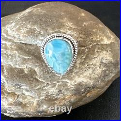 Womens Blue Larimar Navajo Sterling Silver Ring Size 7 17663