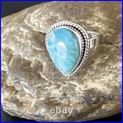 Womens Blue Larimar Navajo Sterling Silver Ring Size 7 17663