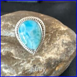 Womens Blue Larimar Navajo Sterling Silver Ring Size 7 17663