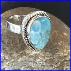 Womens Blue Larimar Navajo Sterling Silver Ring Size 7 17663