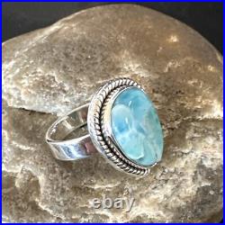 Womens Blue Larimar Navajo Sterling Silver Ring Size 7 17663