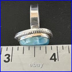 Womens Blue Larimar Navajo Sterling Silver Ring Size 7 17663