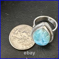 Womens Blue Larimar Navajo Sterling Silver Ring Size 7 17663
