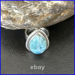 Womens Blue Larimar Navajo Sterling Silver Ring Size 7 17663