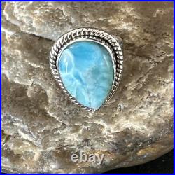 Womens Blue Larimar Navajo Sterling Silver Ring Size 7 17663