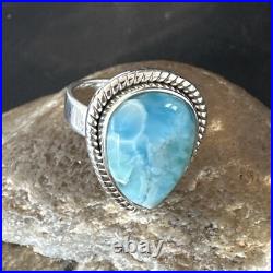 Womens Blue Larimar Navajo Sterling Silver Ring Size 7 17663