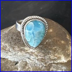 Womens Blue Larimar Navajo Sterling Silver Ring Size 7 17663