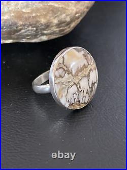 Womens Native Navajo Sterling Silver Wild Crazy Horse Turquoise Sz9.5 Ring 10504