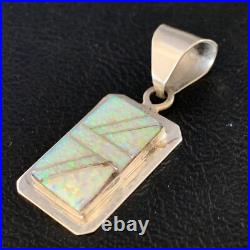 Womens Navajo Sterling Silver White Pink Gilson Opal Inlay Pendant 1.5