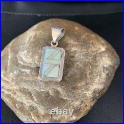 Womens Navajo Sterling Silver White Pink Gilson Opal Inlay Pendant 1.5