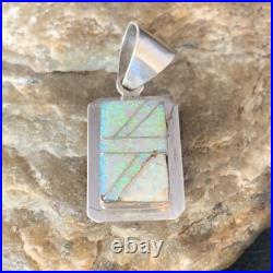 Womens Navajo Sterling Silver White Pink Gilson Opal Inlay Pendant 1.5
