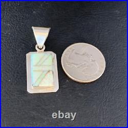 Womens Navajo Sterling Silver White Pink Gilson Opal Inlay Pendant 1.5