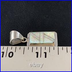 Womens Navajo Sterling Silver White Pink Gilson Opal Inlay Pendant 1.5