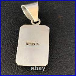 Womens Navajo Sterling Silver White Pink Gilson Opal Inlay Pendant 1.5