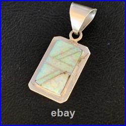 Womens Navajo Sterling Silver White Pink Gilson Opal Inlay Pendant 1.5