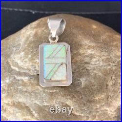 Womens Navajo Sterling Silver White Pink Gilson Opal Inlay Pendant 1.5