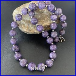 Womens Purple Charoite Navajo Pearls Sterling Silver Necklace 20 11961