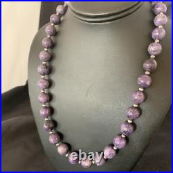 Womens Purple Charoite Navajo Pearls Sterling Silver Necklace 20 11961