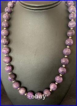Womens Purple Charoite Navajo Pearls Sterling Silver Necklace 20 11961