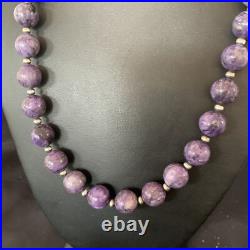 Womens Purple Charoite Navajo Pearls Sterling Silver Necklace 20 11961