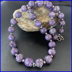Womens Purple Charoite Navajo Pearls Sterling Silver Necklace 20 11961