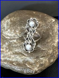 Womens White Howlite Navajo Sterling Silver Ring Size 7 20415