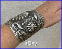 XXL WIDE Navajo Sterling Silver Cuff Bracelet By Vincent Platero