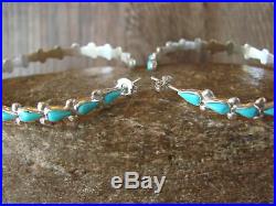Zuni Indian Jewelry Sterling Silver Turquoise Hoop Earrings! B. Vacit