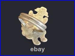 Zuni Old Pawn Kachina Dancer Ring 11 Grams Size 6 turquoise pearl coral & jet