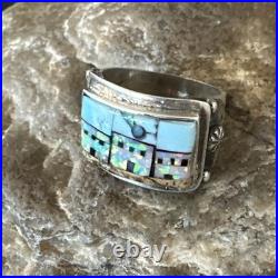 Zuni Pueblo Gilson Opal Turquoise Inlay Ring Sterling Silver Sz 7 19980