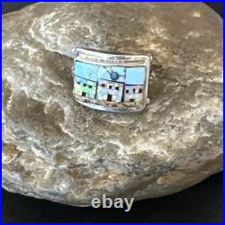 Zuni Pueblo Gilson Opal Turquoise Inlay Ring Sterling Silver Sz 7 19980