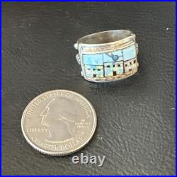 Zuni Pueblo Gilson Opal Turquoise Inlay Ring Sterling Silver Sz 7 19980