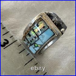 Zuni Pueblo Gilson Opal Turquoise Inlay Ring Sterling Silver Sz 7 19980