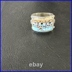 Zuni Pueblo Gilson Opal Turquoise Inlay Ring Sterling Silver Sz 7 19980