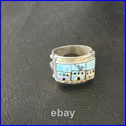 Zuni Pueblo Gilson Opal Turquoise Inlay Ring Sterling Silver Sz 7 19980