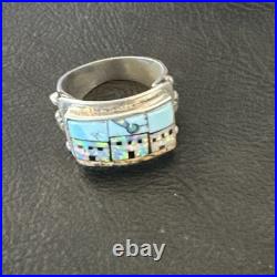 Zuni Pueblo Gilson Opal Turquoise Inlay Ring Sterling Silver Sz 7 19980