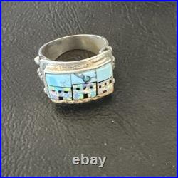 Zuni Pueblo Gilson Opal Turquoise Inlay Ring Sterling Silver Sz 7 19980