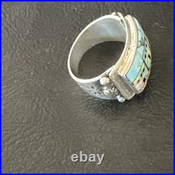 Zuni Pueblo Gilson Opal Turquoise Inlay Ring Sterling Silver Sz 7 19980