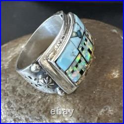 Zuni Pueblo Gilson Opal Turquoise Inlay Ring Sterling Silver Sz 7 19980