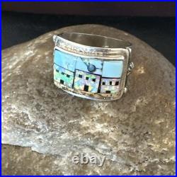 Zuni Pueblo Gilson Opal Turquoise Inlay Ring Sterling Silver Sz 7 19980